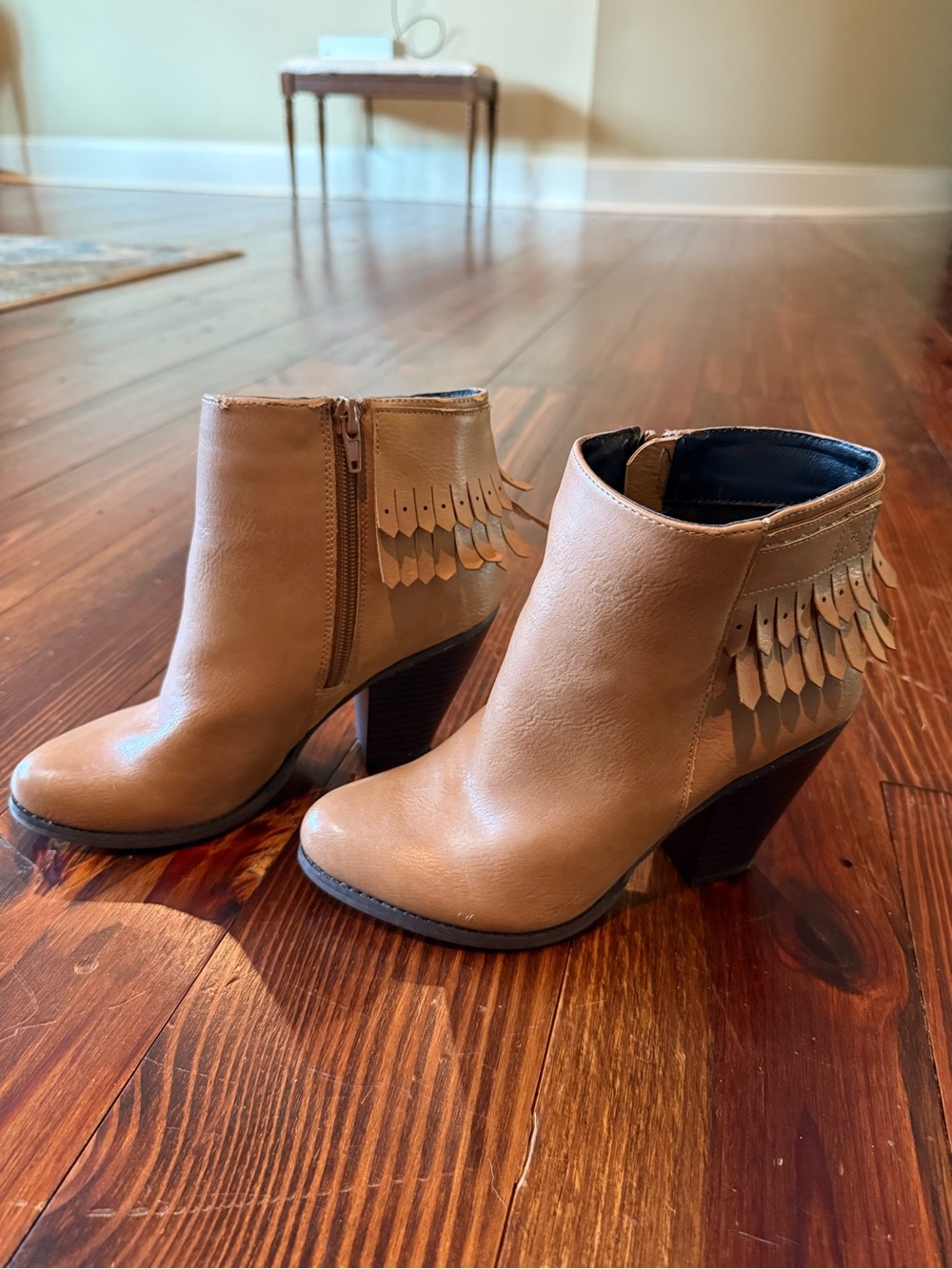 Momo Tan Fringe Ankle Boots